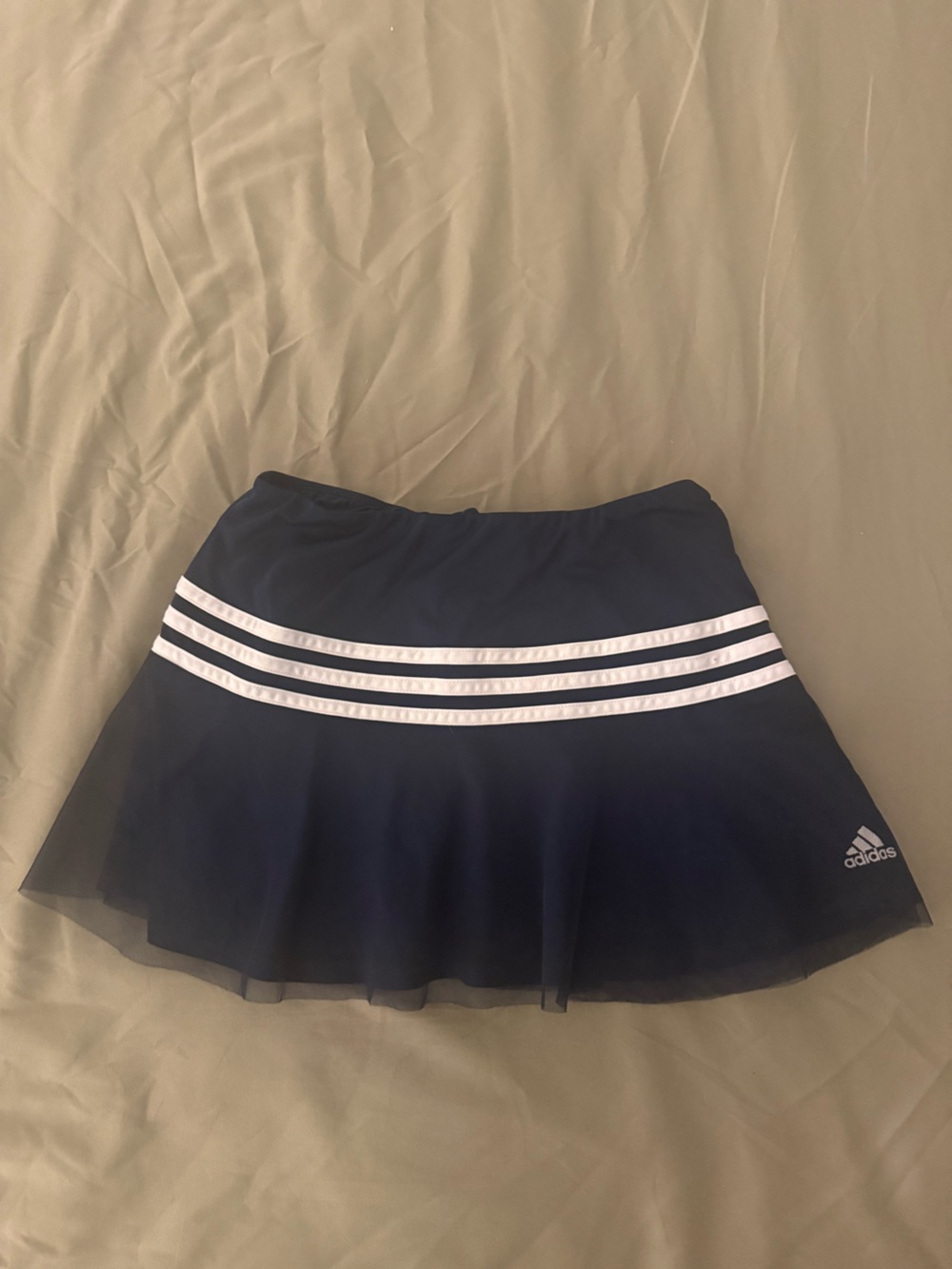 adidas Navy Tennis Skirt with White Triple Stripes